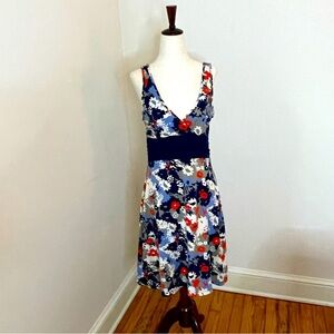Patagonia Floral Sleeveless Dress - Blue and Red - Size Medium Organic Cotton